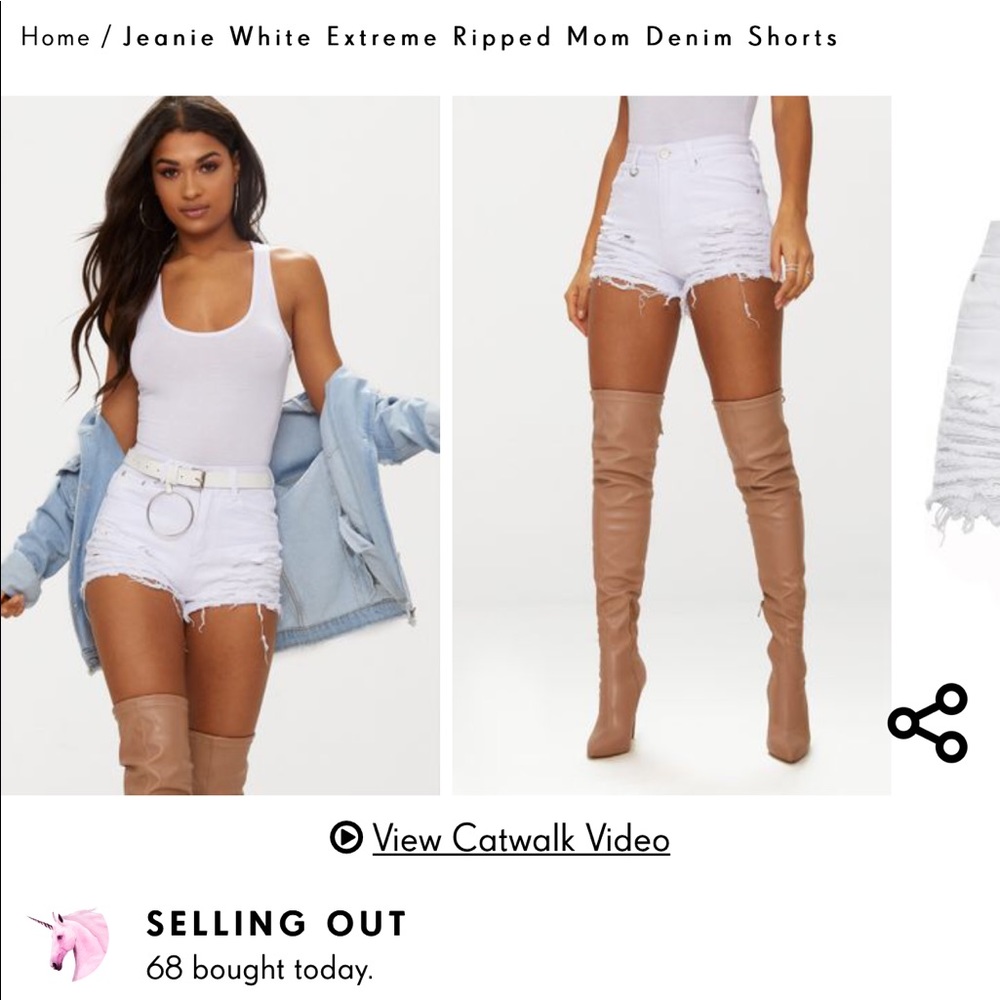 Distressed White Shorts